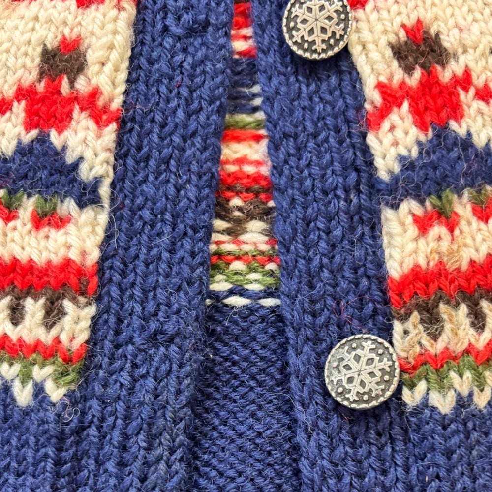 Norsk Handstrikkas Kids Hand Knitted Wool Cardigan Bergen Norway Blue Fair Isle - Picture 3 of 7